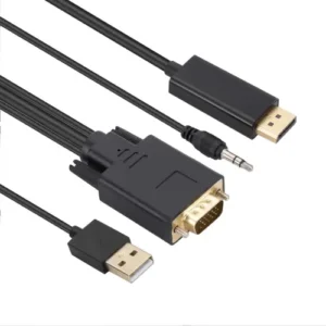 HDMI, DisplayPort, VGA, Audio cables